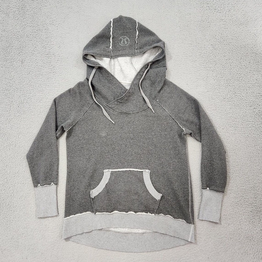 Lululemon Athletica Womens Hoodie Two-Tone Gray Drawstring Hooded Thumb Holes